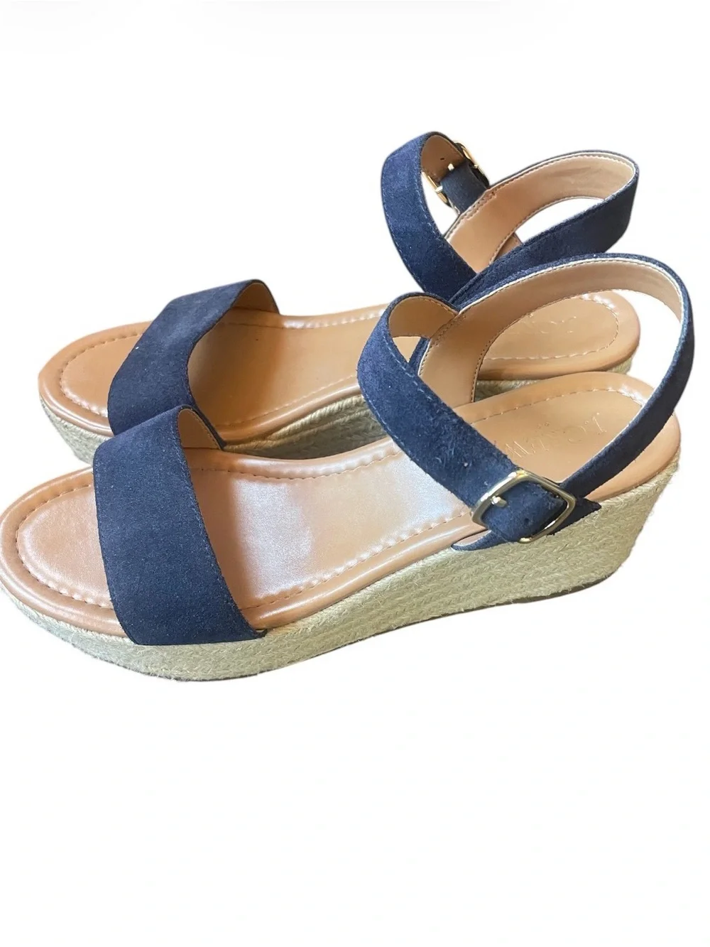 J. Crew Navy Suede Espadrille Wedge Sandals
